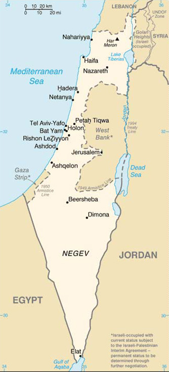 Map Israel Travel Insurance