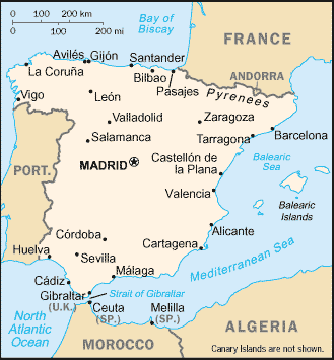 Map Spain Travel Insurance